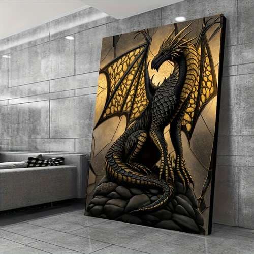 quadro placa decorativo  Dragão para sala quarto cozinha hall  tamanho grande/sem moldura