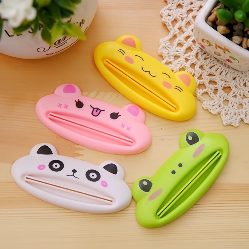 2 Pcs Dispensador De Pasta De Dente Multifuncional Em Formato De Animal Fofo Para Banheiro / Limpeza Facial