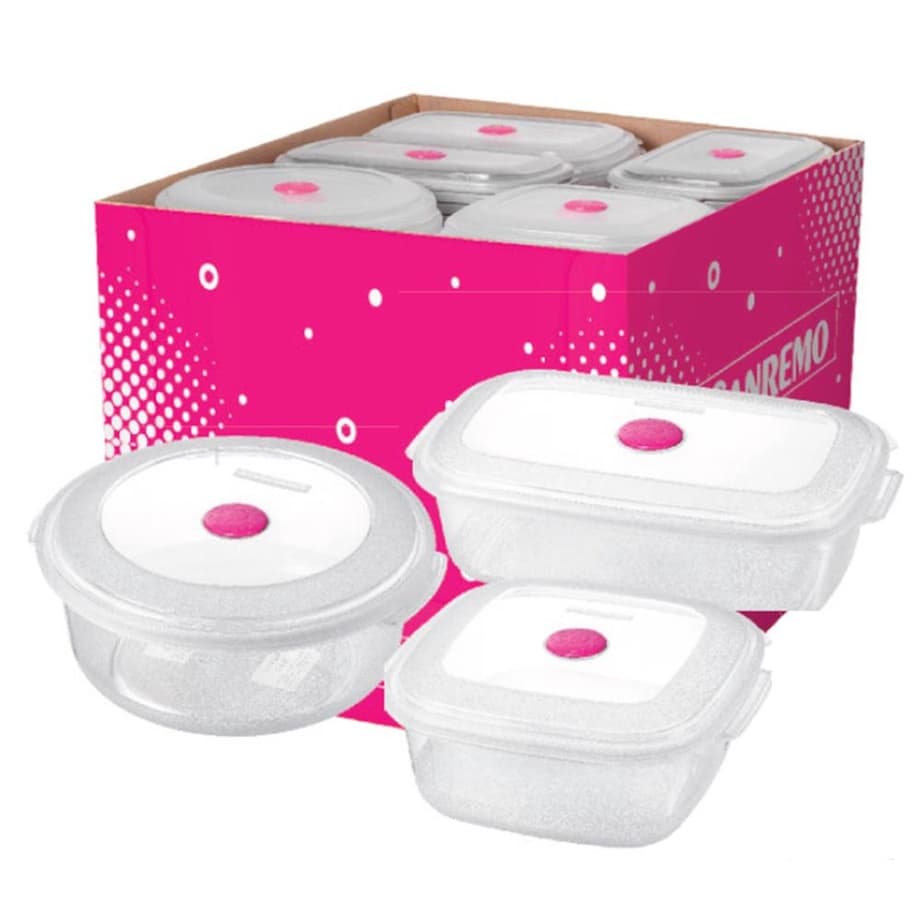 KIT POTES VAC FREEZER 96 PCS - 1,1 + 1,3 + 2,3L TRANSP - CAIXA C/ 96 PEÇAS