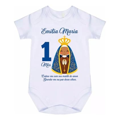 Body Bebê Nossa Senhora Aparecida Mês Aniversário 828a