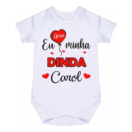 Body Bebê Personalizado Eu Amo Minha Dinda Com Nome  C- 451
