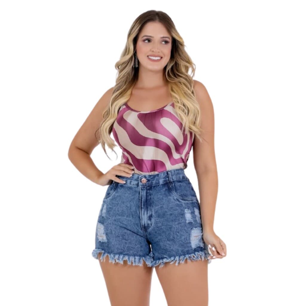 Short Jeans Feminino Detonado com Barra Desfiada,Sinta-se Linda