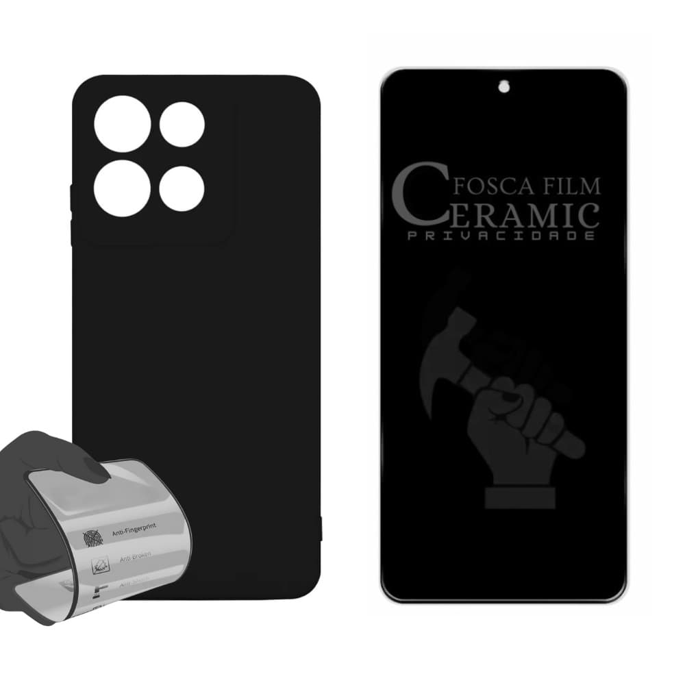 Capa Capinha Luxo + Película Privacidade 3d Para Motorola Moto G15