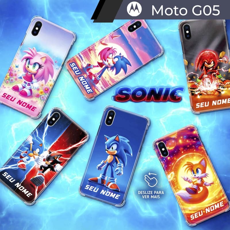 Capa/Capinha - Motorola Moto G05 - Sonic Shadow Tails Knuckles Personalizada com Nome