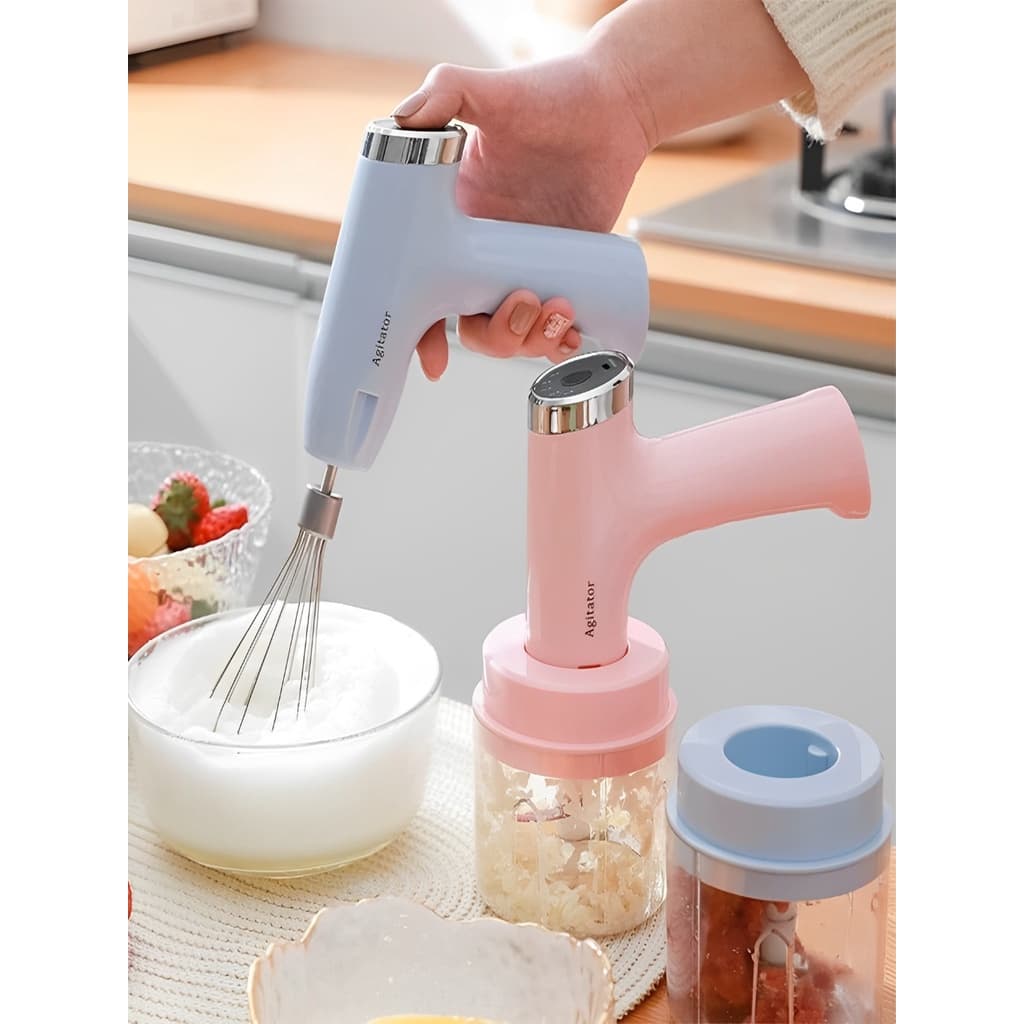 Triturador de Alimentos Mixer Elétrico 5 Velocidades Mini Processador Batedeira Recarregável USB