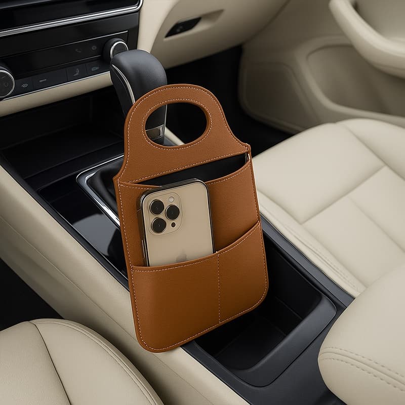 Lixeira Para Carro Automático C/ Bolso Para Câmbio Compacta Estilo Premium Envio Já