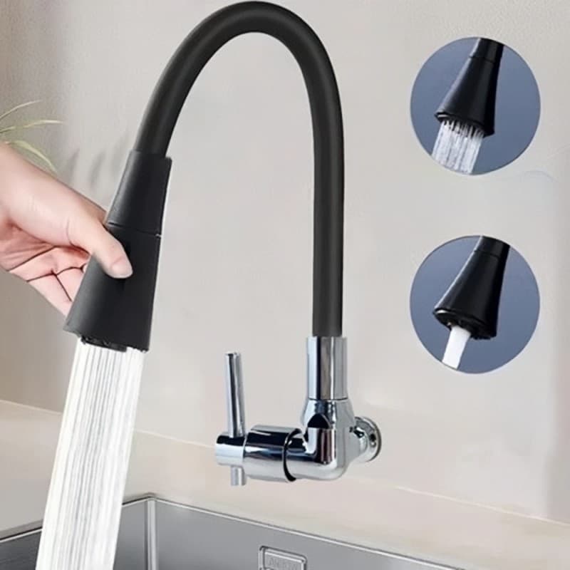 Torneira Gourmet FlexíVel Cozinha Parede Torneira Gourmet De Parede AçO Bancada Monocomando Com Spray FlexíVel