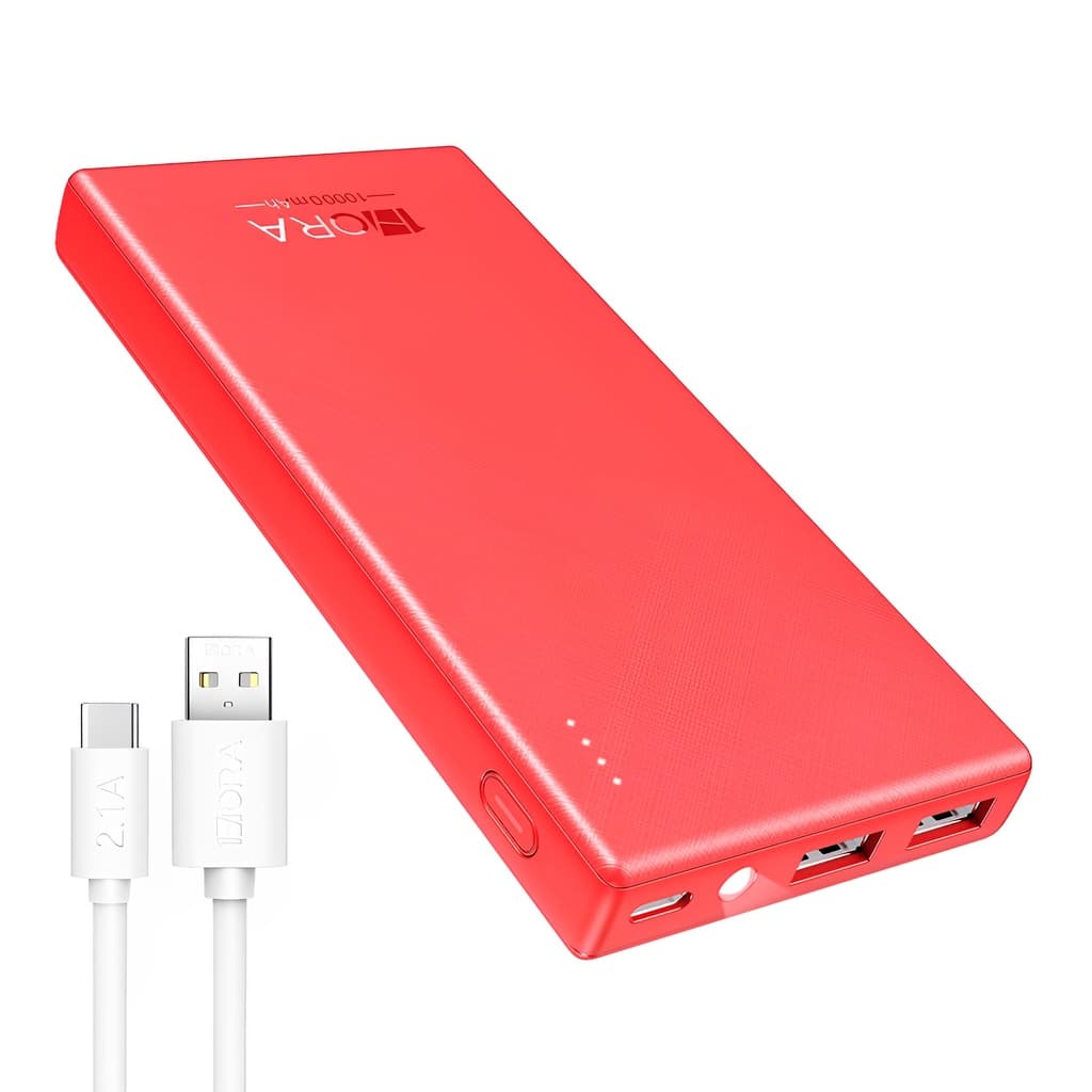 Carregador Portátil 1Hora Power Bank 10000mAh Vermelho
