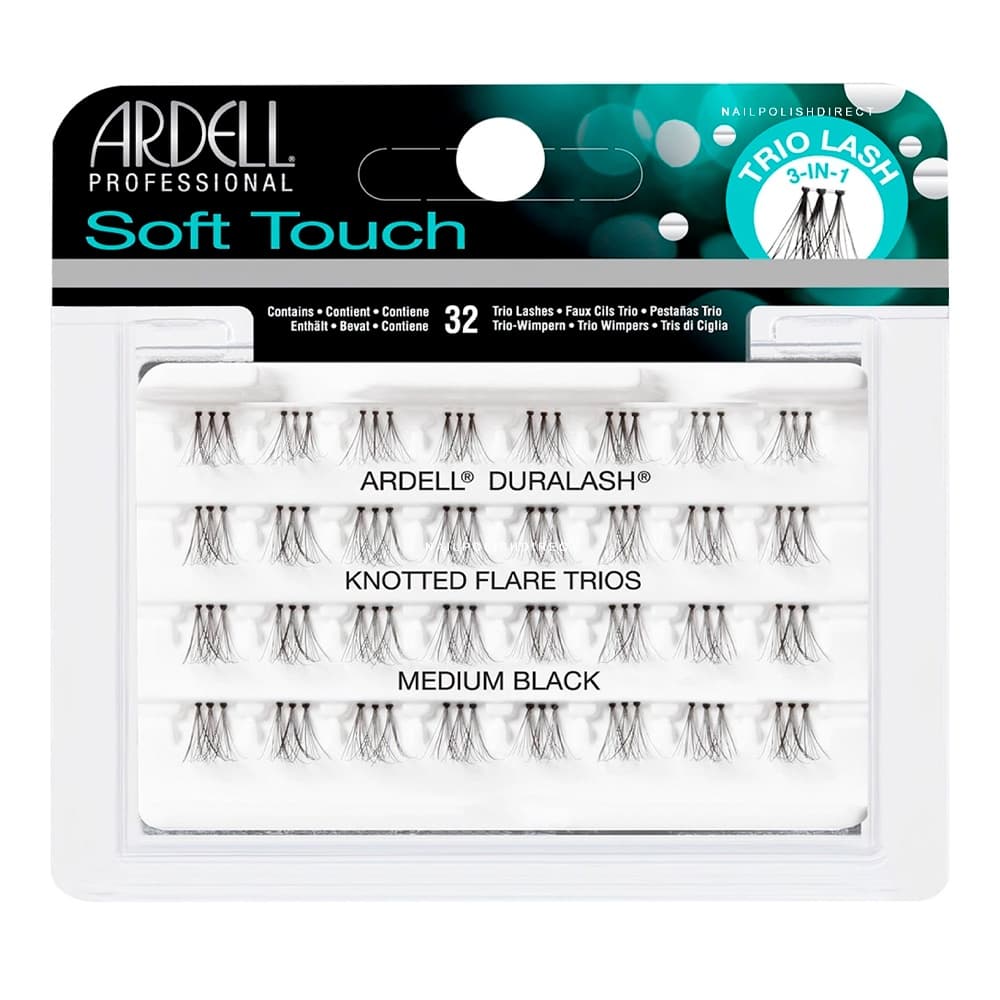 Cílios Postiços Ardell Trio Flare c/Nó Preto Médio 32un