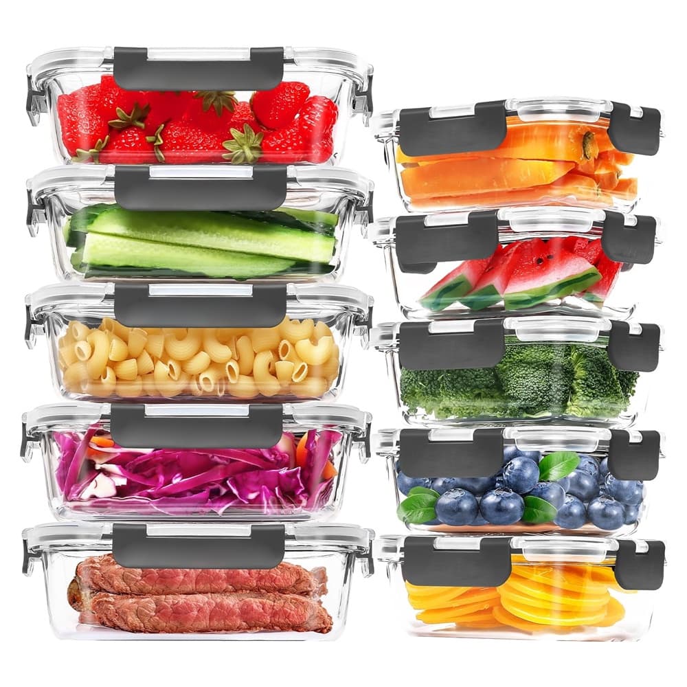 Home Life 10 Potes Vidro Hermético Alimentos Microondas