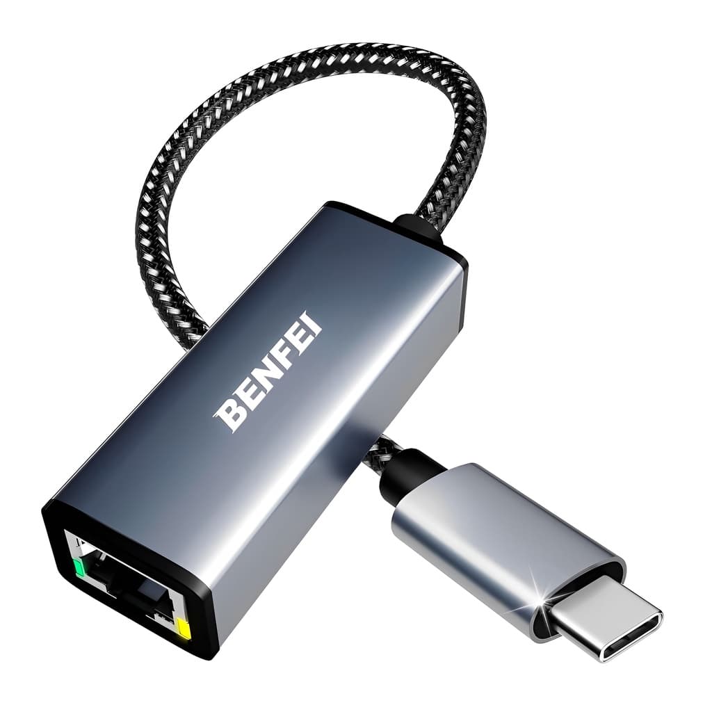 Adaptador Rede Usb C p/Rj45 Benfei Macho/Fêmea Preto