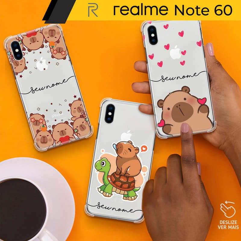 Capa/Capinha - Realme Note 60 - Transparente Capivara Personalizada com Nome