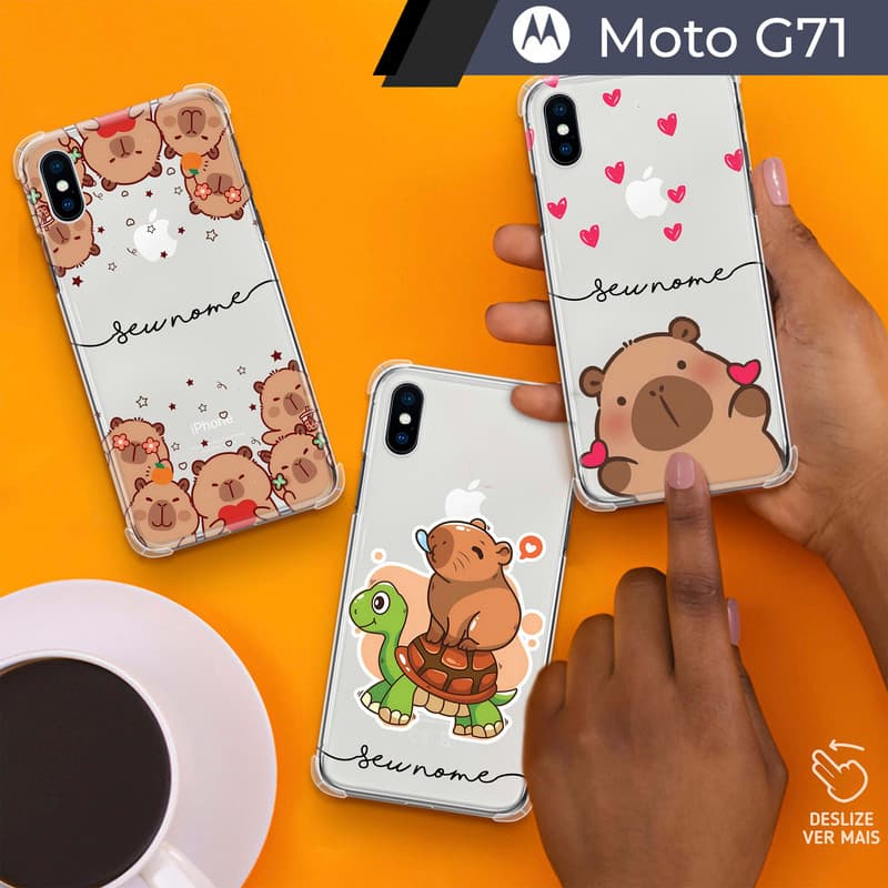 Capa/Capinha - Motorola Moto G71 - Transparente Capivara Personalizada com Nome