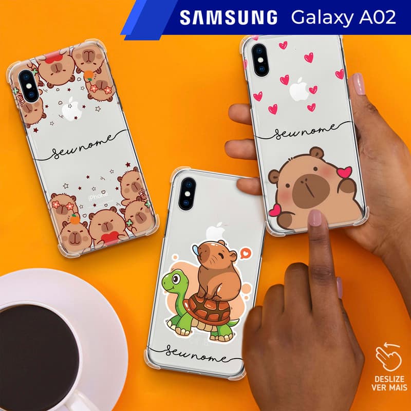 Capa/Capinha - Samsung Galaxy A02 - Transparente Capivara Personalizada com Nome