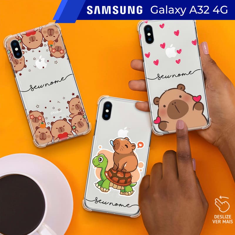 Capa/Capinha - Samsung Galaxy A32 4G - Transparente Capivara Personalizada com Nome