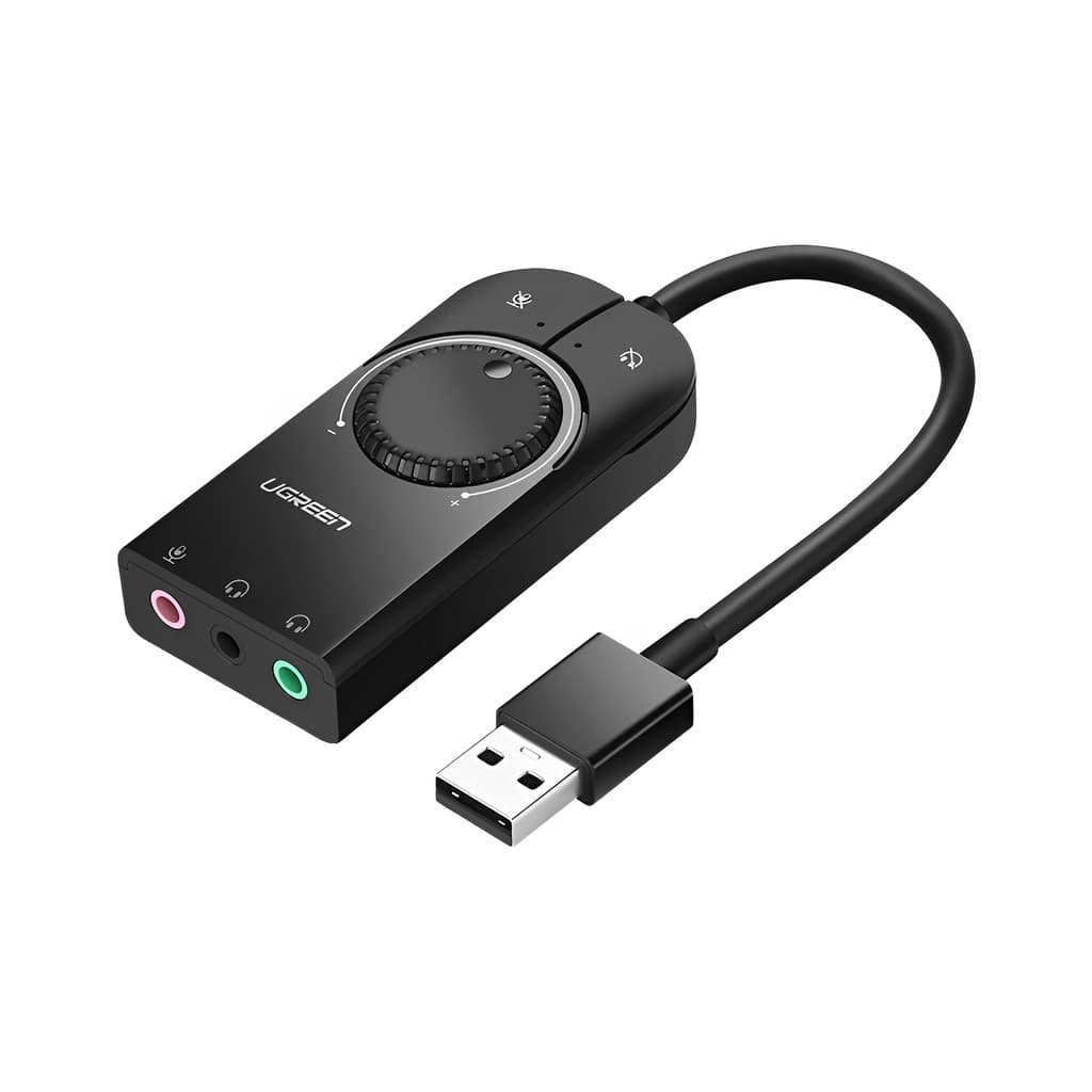Adaptador Áudio Externo Ugreen 3 em 1 Interf. Usb 2.0 15cm