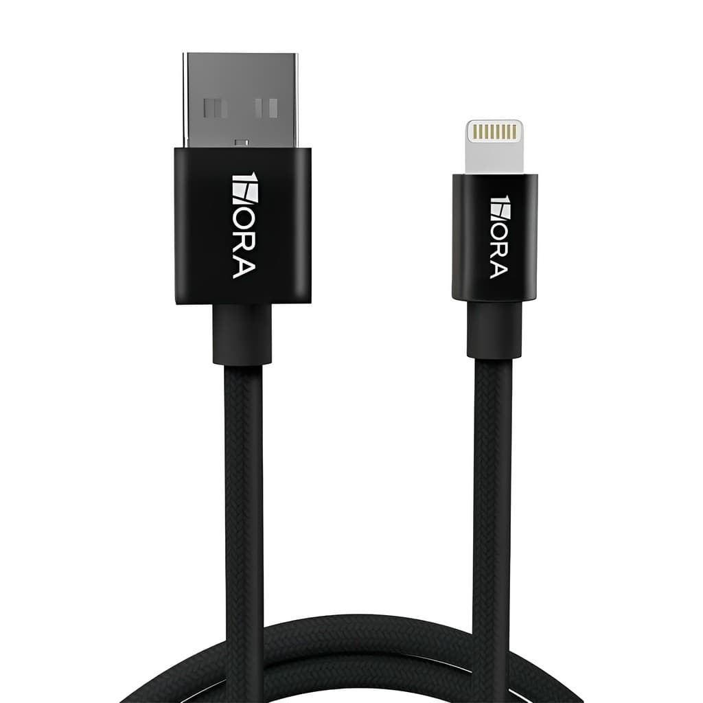 Cabo Carregamento iPhone 1Hora Usb A/Lightning 2.4A 1M Preto