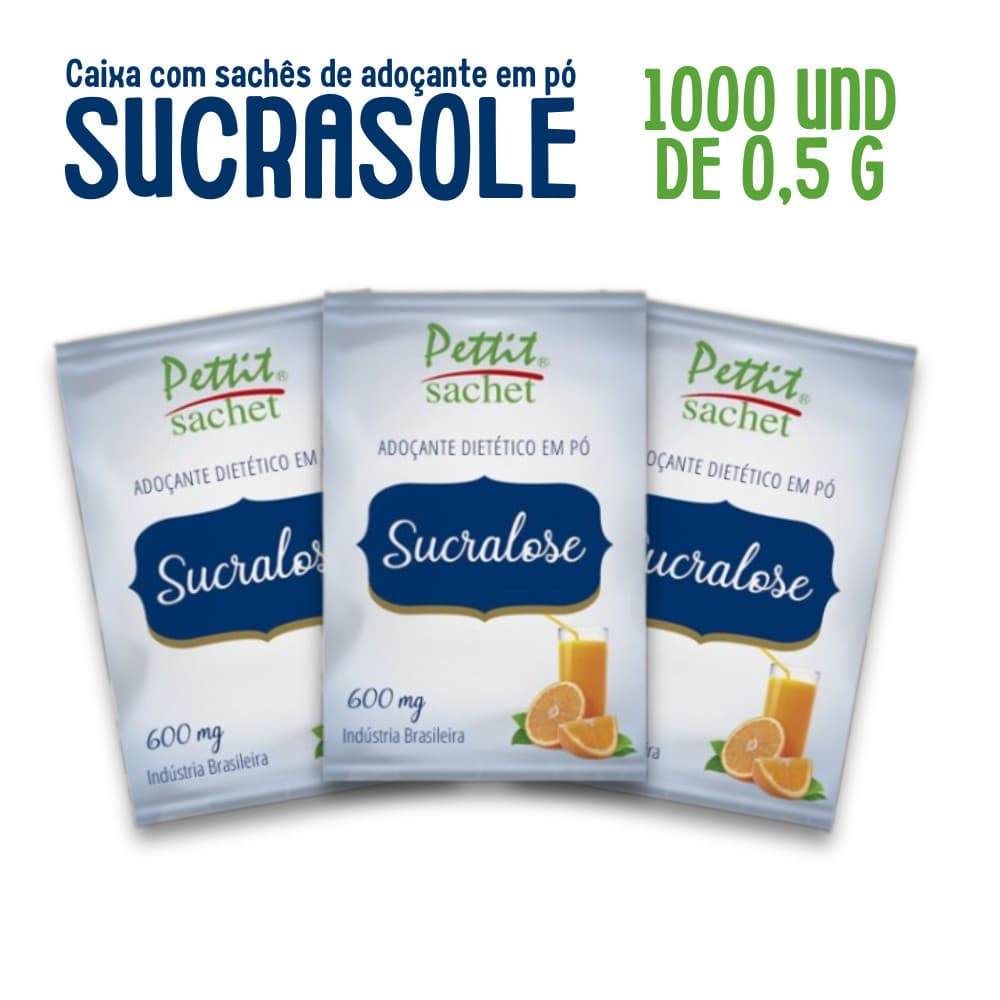 Adoçante Sucralose Em Pó Sachê 5g Pettit Caixa 1000 Unidades Café Suco Natural Bem-Estar Dieta