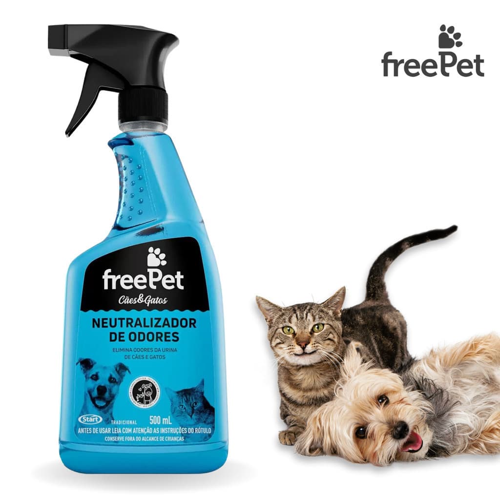 Neutralizador De Odores Free Pet Tradicional Cães E Gatos 500mL Start Urina Xixi Pisos e Ambientes