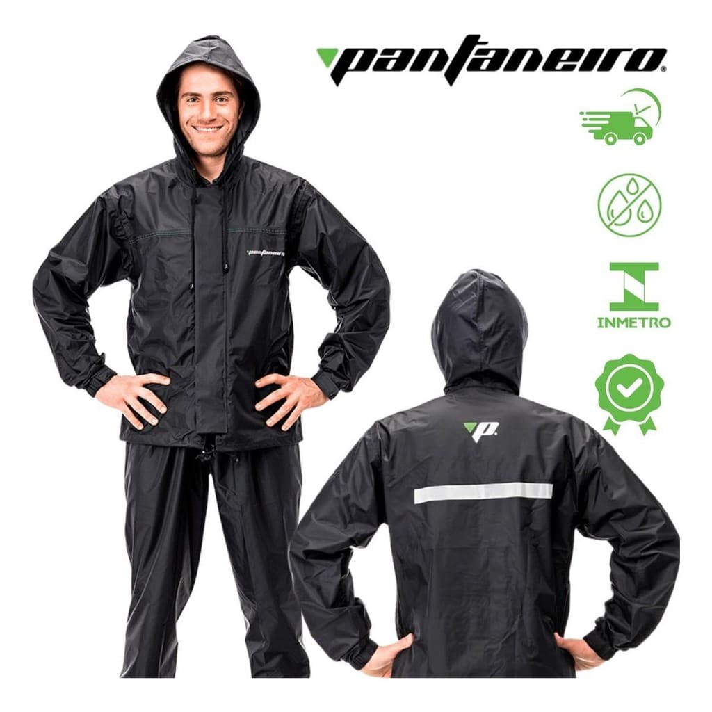 Conjunto Capa De Chuva Pantaneiro Nylon Motoqueiro C/ Capuz
