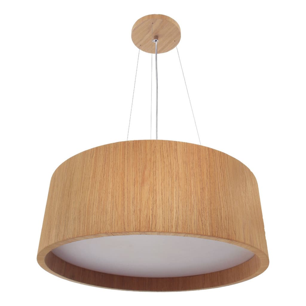 Pendente Redondo Madeira Freijó 50cm 5 Lâmpadas E27 Lustre Suspenso Teto Design Moderno Elegante