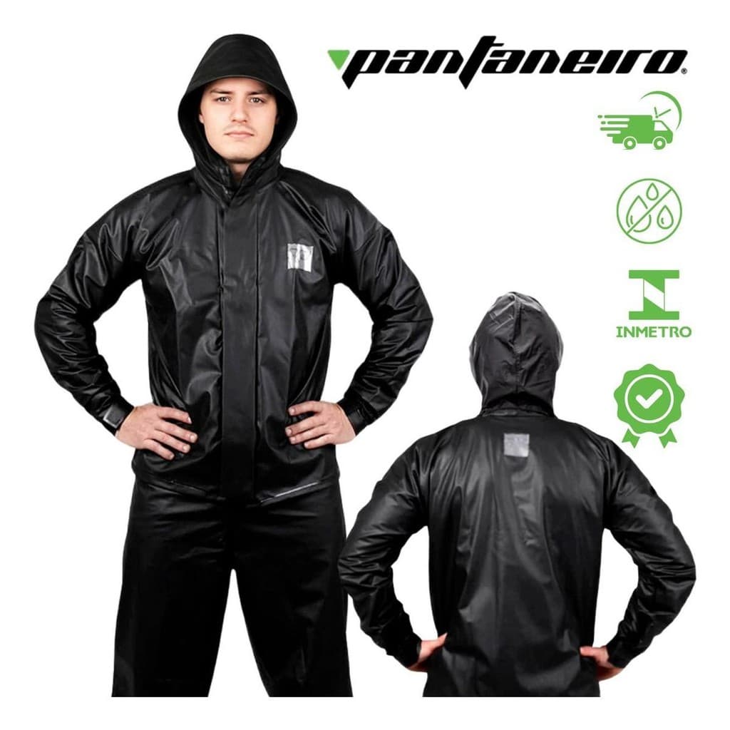 Capa De Chuva Motoqueiro Pantaneiro C/ Capuz Impermeável