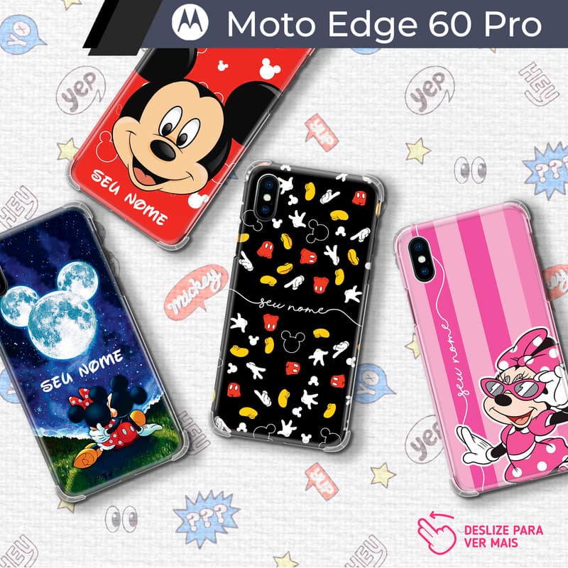 Capa Capinha - Motorola Moto Edge 60 Pro - Mickey e Minnie Disney Personalizada com Nome