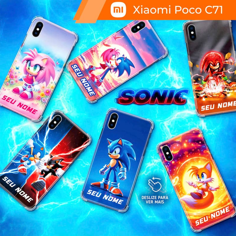 Capa/Capinha - Xiaomi Poco C71 - Sonic Shadow Tails Knuckles Personalizada com Nome