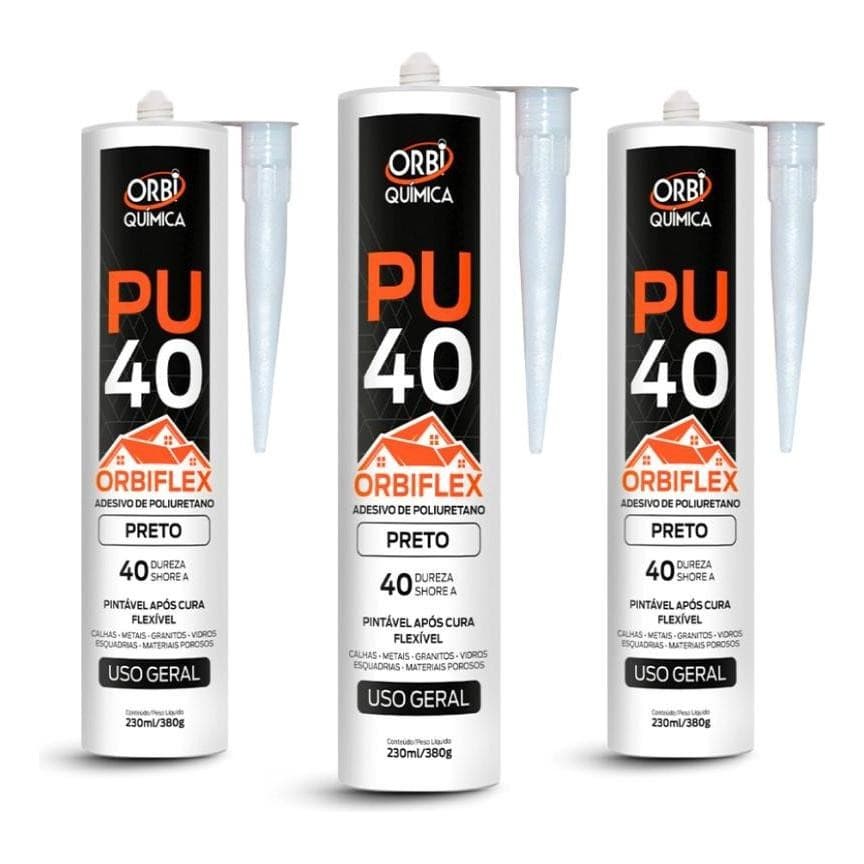 Kit 3 Colas Selante PU40 Orbi 380g Vedação Uso Geral Construção