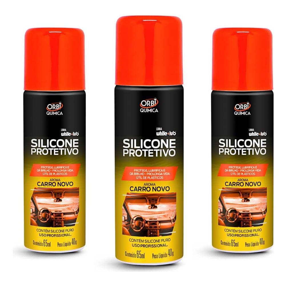Kit 3 Silicones Spray Orbi Silicone Protetivo Carro 65ml