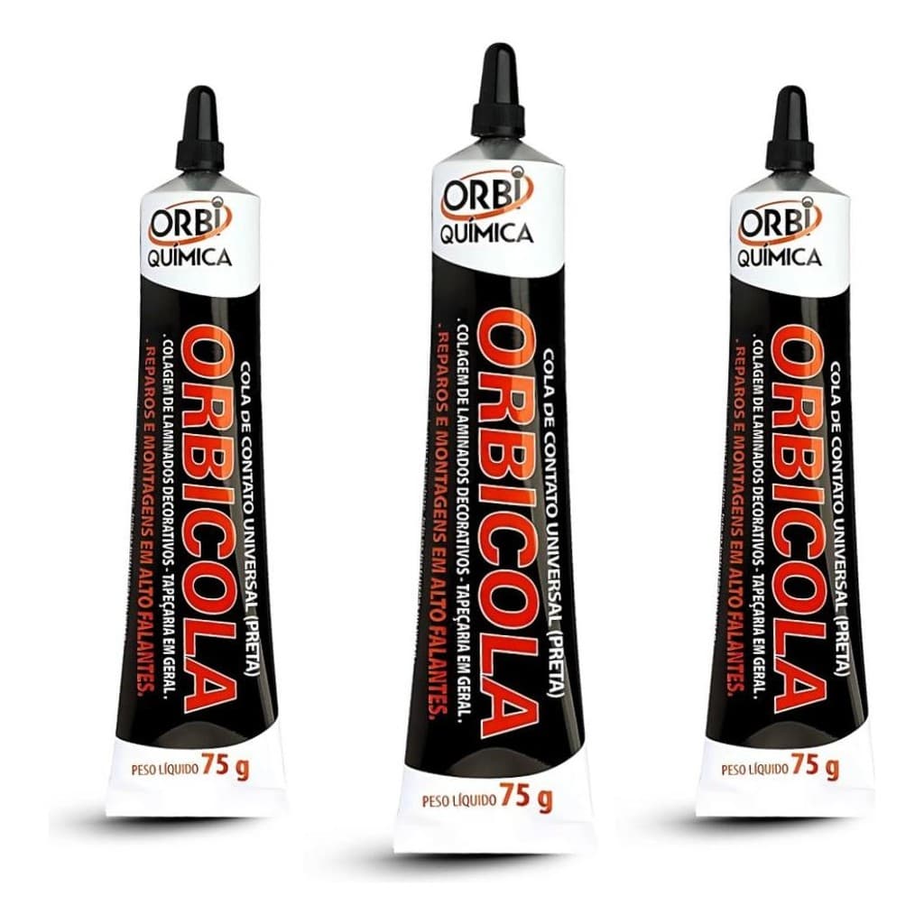 Kit 3 Colas Preta Para Reparo De Alto Falante 75g Orbi