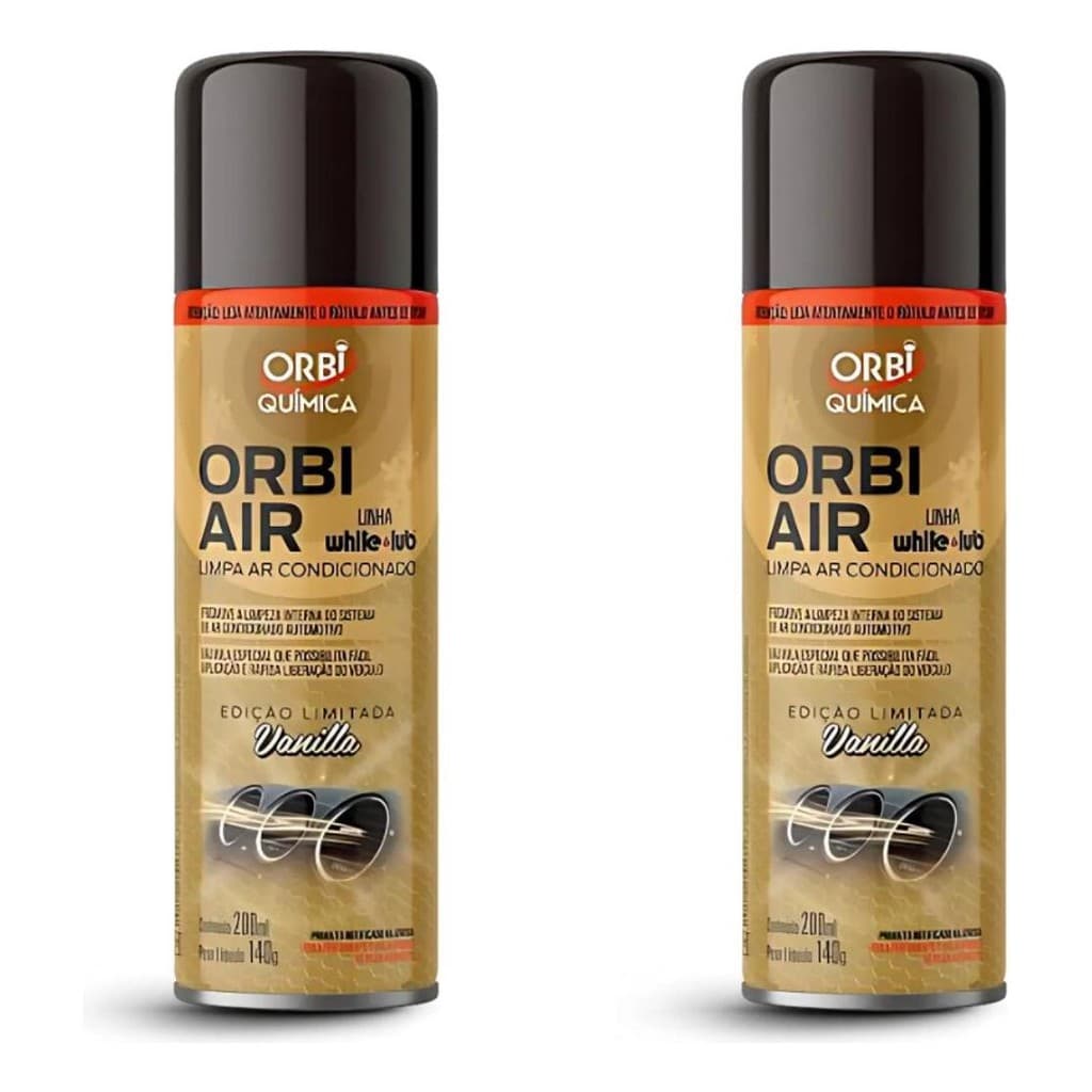 Kit 2 Spray Limpa Ar Condicionado Auto Orbi Vanilla 200ml