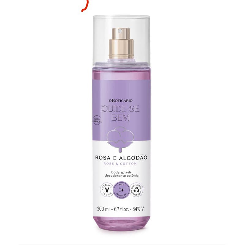 Body Splash Cuide se Bem Rosa e Algodão 200ml