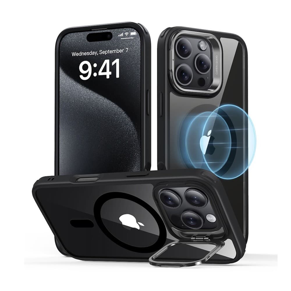 Capa iPhone 16 Pro Esr com Suporte Stash Preto Clear