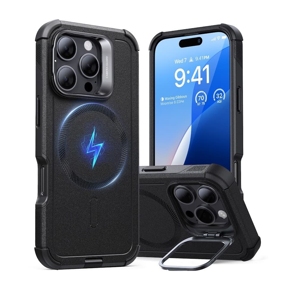Capa iPhone 16 Pro Esr Cyber Armor Suporte Stash Preta