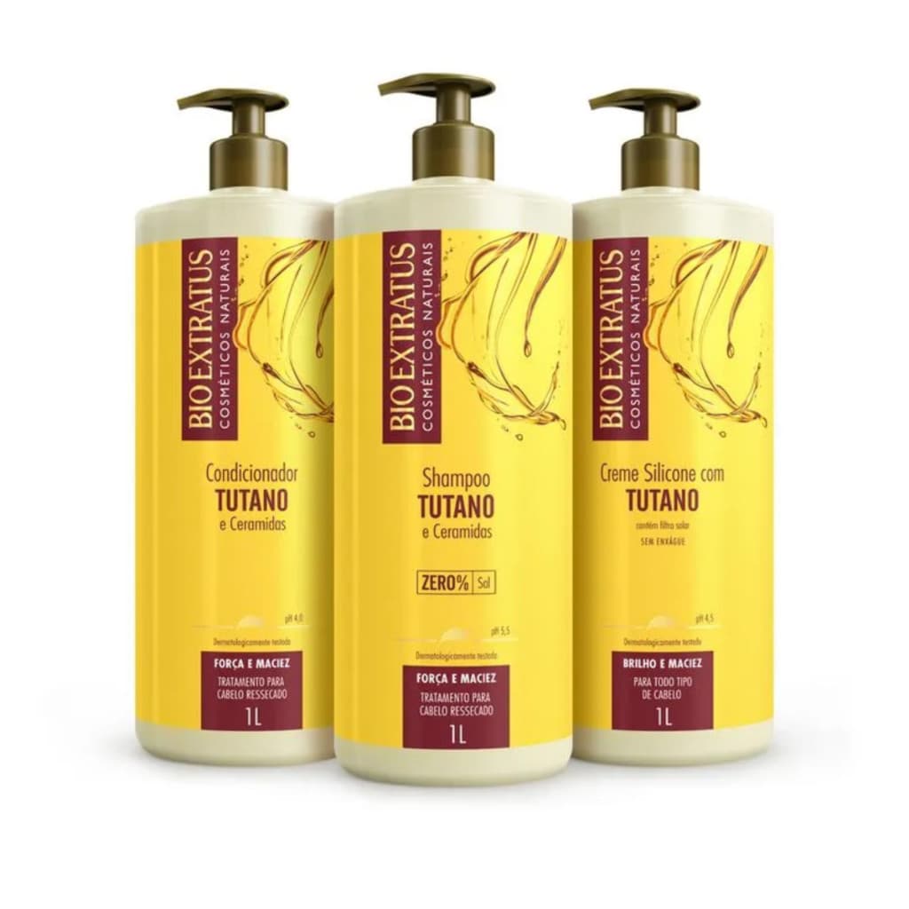 Kit Tutano Bio Extratus Original Shampoo, Condicionador e Creme de Silicone 1L