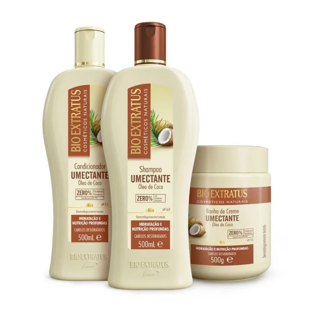 Kit Umectante Bio Extratus Original (500mL/g) Shampoo Condicionador e Banho de Creme