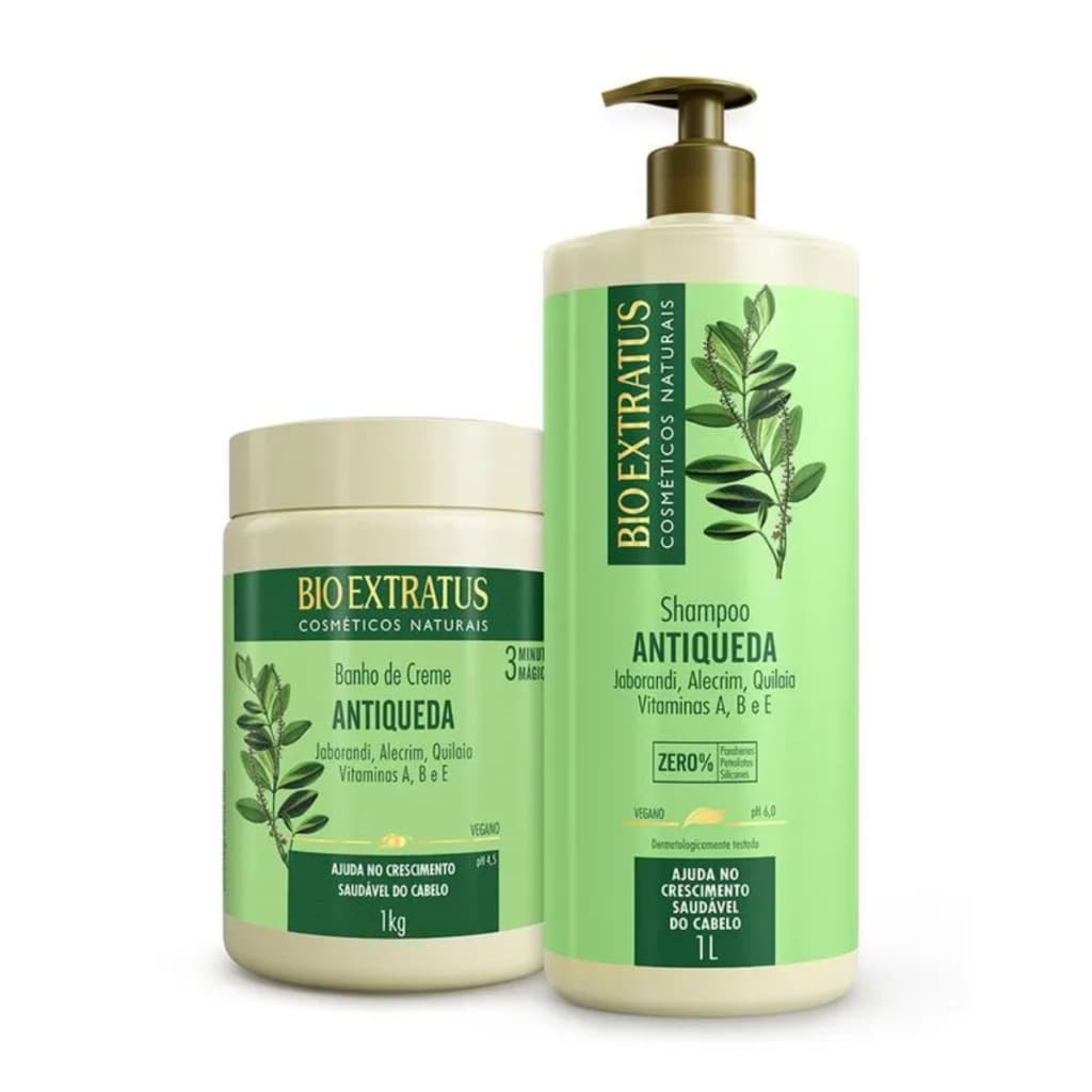 Kit Antiqueda Jaborandi Bio Extratus Original Shampoo e Banho de Creme 1Kg