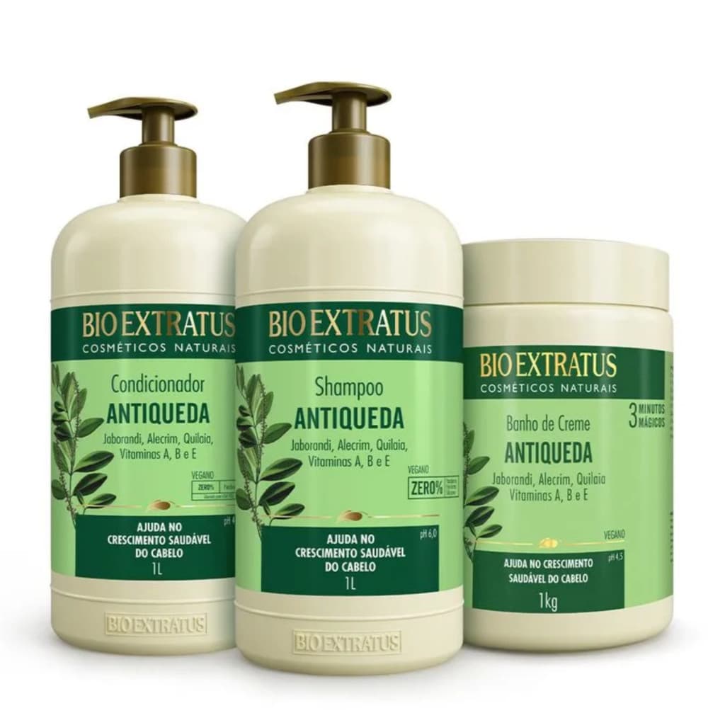 Kit Bio Extratus Original Antiqueda Jaborandi (1L/Kg) Shampoo, Condicionador e Banho de Creme