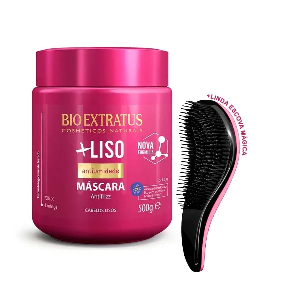 Máscara Liso Antiumidade Antifrizz Bio Extratus Original 500g +Escova