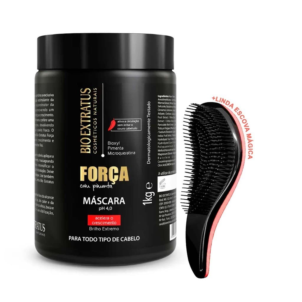 Máscara Força com Pimenta Bio Extratus Original 1kg +Escova Mágica