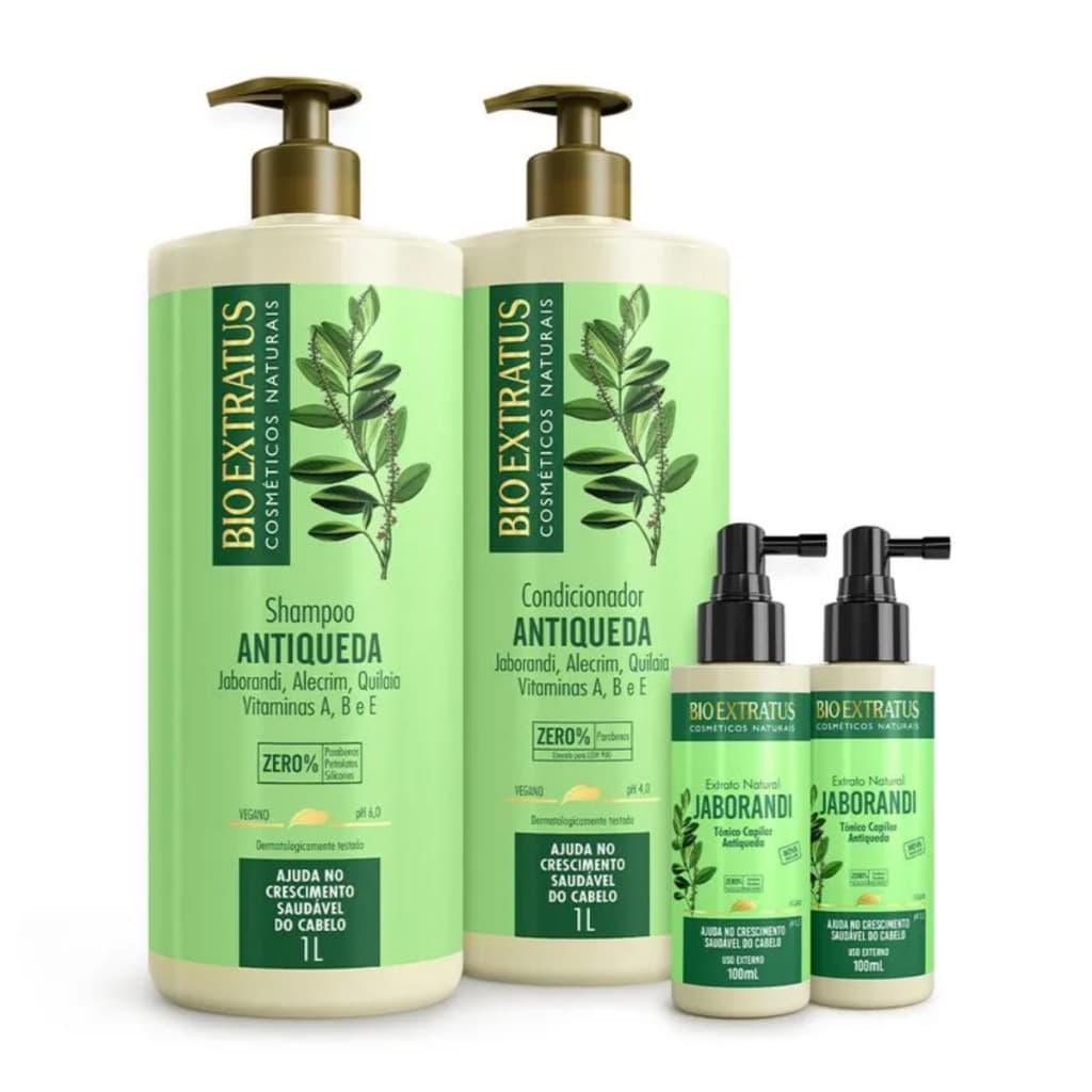 Kit Antiqueda Jaborandi Bio Extratus Original  Shampoo, Condicionador 1L + 2 Tônicos
