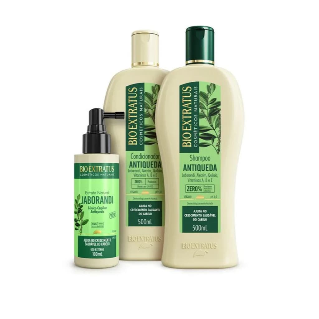 Kit Bio Extratus Original Antiqueda Jaborandi 500ml Shampoo, Condicionador e Tônico