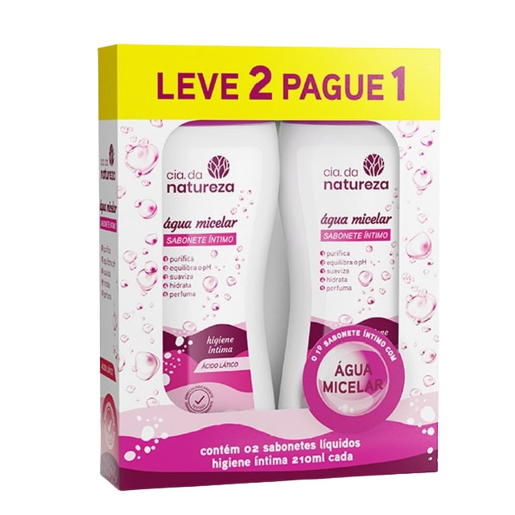 LEVE DOIS PAGUE UM Cia da Natureza Combo Sabonete Líquido Íntimo Água Micelar (2x210ml)
