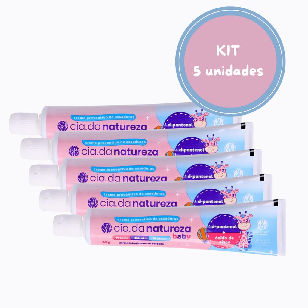 Kit C/5 Creme Pomada Assaduras Cia da Natureza 45g