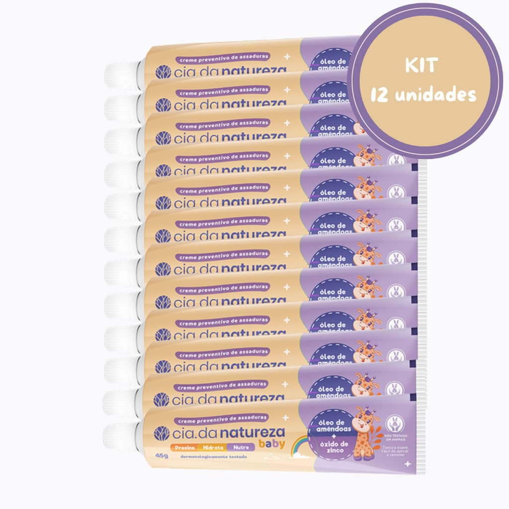 Kit C/12 Creme Pomada Assaduras Óleo de Amêndoas Cia da Natureza 45g