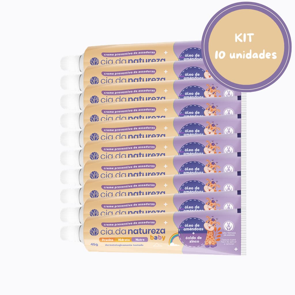 Kit C/10 Creme Pomada Assaduras Óleo de Amêndoas Cia da Natureza 45g