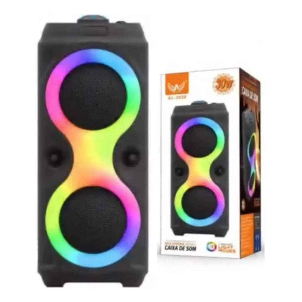 Caixa de Som Bluetooth QS06 com Luzes RGB - Altomex