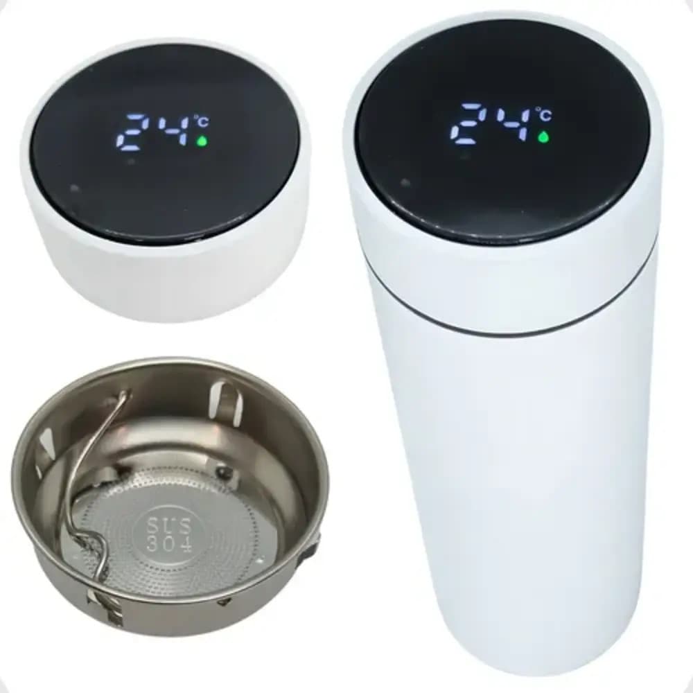 Garrafa Térmica de Aço Inox com Termômetro Digital LED — 500ml