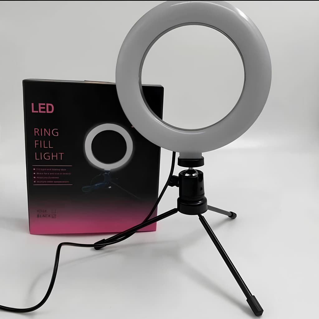 Ring Light 6” Polegadas LED com Tripé de Mesa + Suporte para Celular